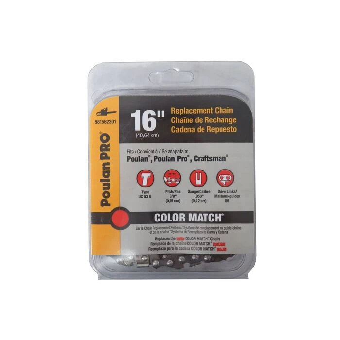 581562201 AYP OEM 16" Chainsaw Chain 56 DL, 3/8" Pitch, Low Kickback Chisel Chain