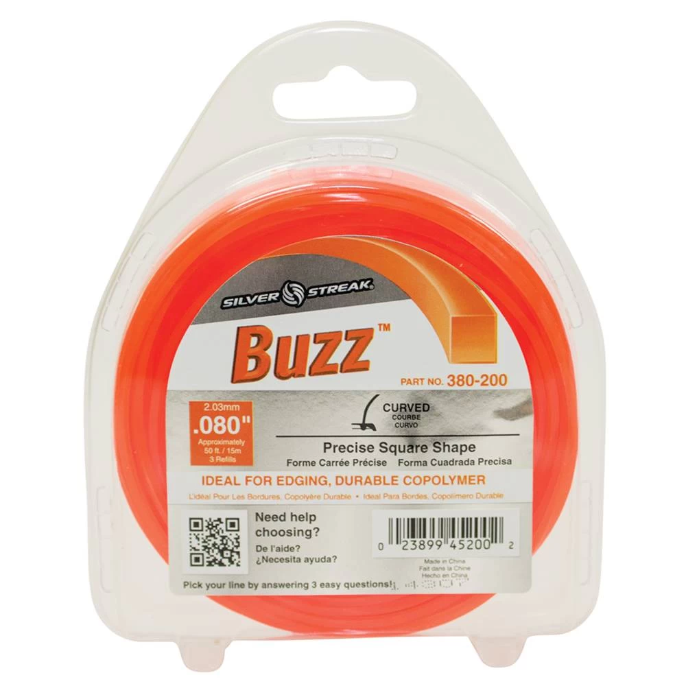 Silver Streak Buzz Trimmer Line .080 50' Clam Shell / 380-200