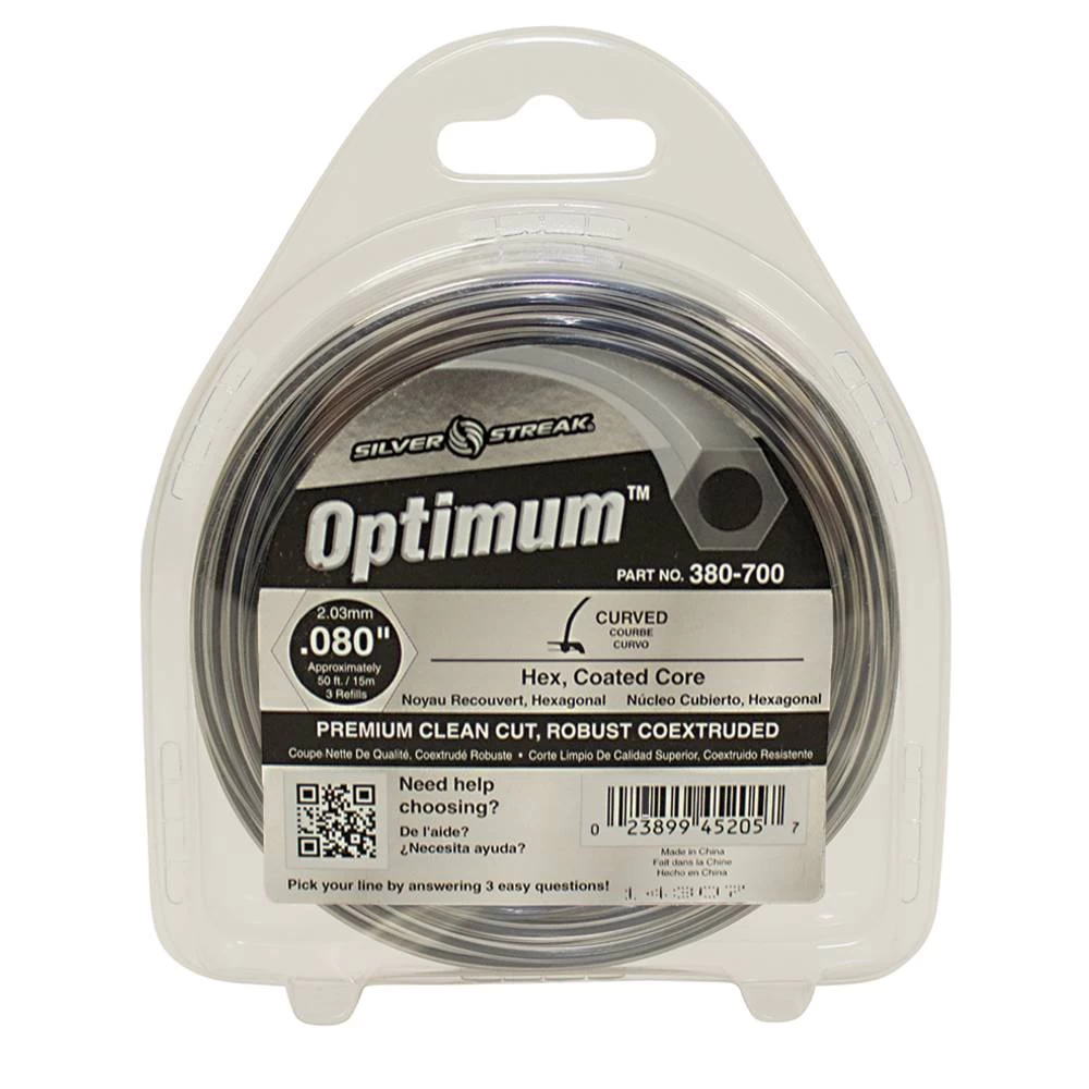 Silver Streak Optimum Trimmer Line .080 50' Clam Shell / 380-700